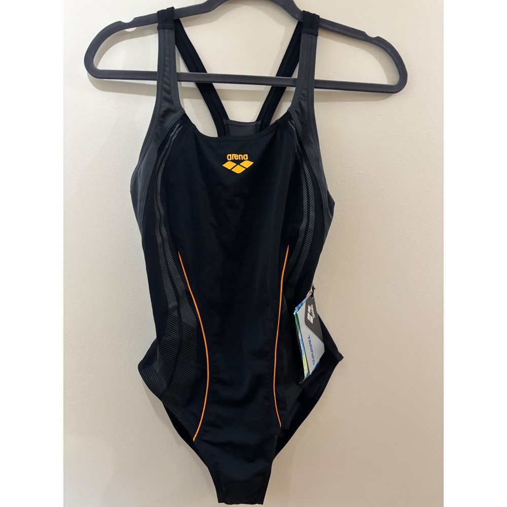 Arena One Piece Swimsuit Womens 38 Mainsail High Flow Chlorine Resistant Black